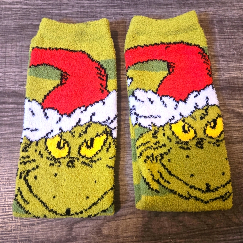 The Grinch Green Fuzzy Crew Socks